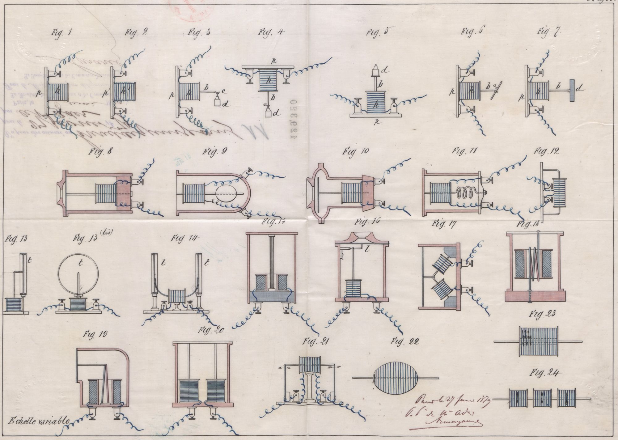Brevet n°129320 déposé le 27.02.1879 pour un "récepteur téléphonique à vibrations moléculaires électro-magnétiques".